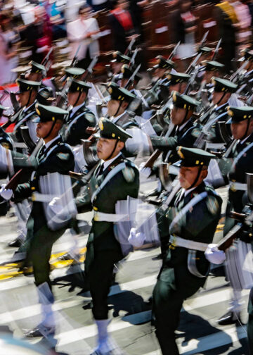 Alumnos de la Escuela de Oficiales de la Policía Nacional del Perú.