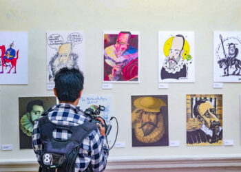 La exposición sobre Cervantes reúne cien retratos, entre caricaturas e ilustraciones, del célebre autor del Quijote