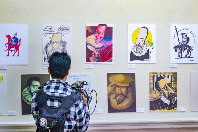 La exposición sobre Cervantes reúne cien retratos, entre caricaturas e ilustraciones, del célebre autor del Quijote