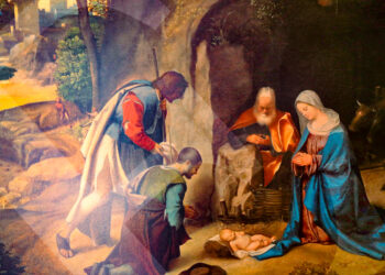 "La adoración de los pastores". Pintura hecha por Giorgio da Castelfranco. La escena recrea el nacimiento de Jesús en Belén.