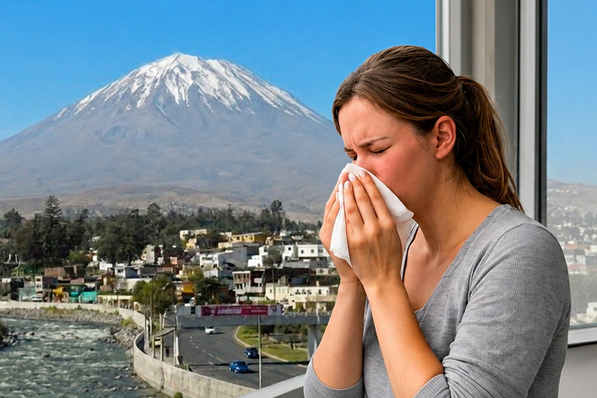 Los estornudos frecuentes, la congestión nasal y los ojos llorosos son algunos síntomas de las alergias respiratorias que aumentan en temporada de frío en Arequipa. Foto: composición /Andina