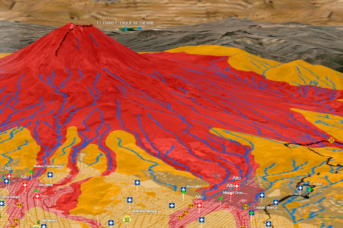 El Misti cuenta con mapas de peligros que contemplan distintos escenarios eruptivos, incluida la dispersión de ceniza en escenarios de alta y baja magnitud. Foto: Ingemmet